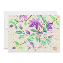 Lila ClematisWatercolor, der Washi Papier malt