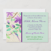 Lila ClematisWatercolor, der Washi Papier malt Einladung (Rückseite)