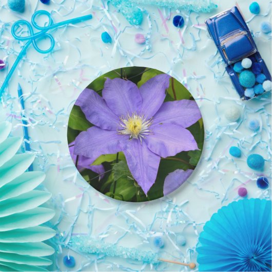 Lila Clematitis-Papierplatte Pappteller (Party)