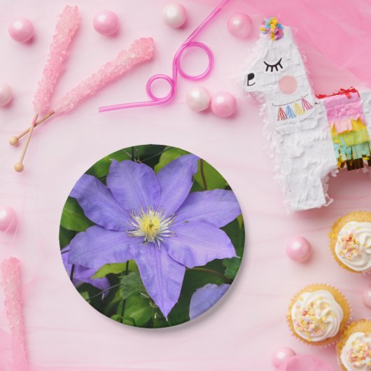 Lila Clematitis-Papierplatte Pappteller (Party)