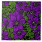Lila Clematiweine Fliese (Vorderseite)