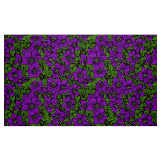Lila Clematiweine Stoff (Fat Quarter (45,7 x 55,9 cm))