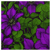 Lila Clematiweine Stoff (Nahaufnahme)