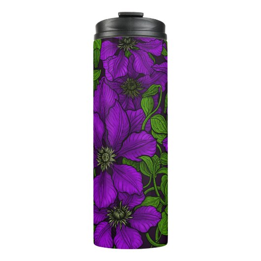 Lila Clematiweine Thermosbecher (Vorderseite)