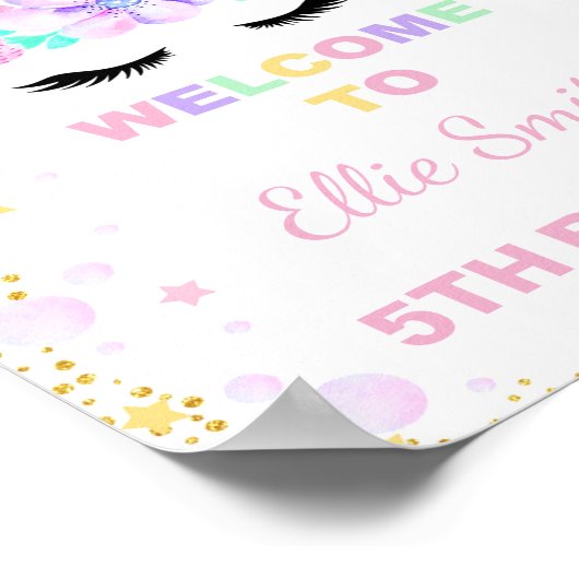 Lila Cloud Unicorn - Begrüßungszeichen Poster (Ecke)