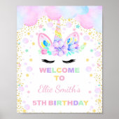 Lila Cloud Unicorn - Begrüßungszeichen Poster (Vorne)