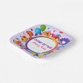 Lila Clown Hamantash jüdisch Hebräisch Happy Purim Pappteller (Gewinkelt)