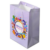 Lila Clown Hamantash Mishloach Manot Purim Mittlere Geschenktüte (Rückseite Schrägansicht)
