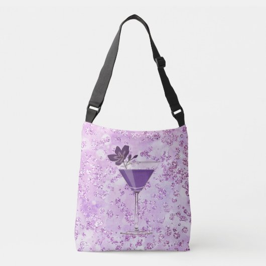 Lila Cocktail Lavender Bokeh Bling Tragetaschen Mit Langen Trägern (Vorderseite)