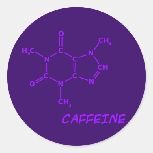 Lila Coffein-Molecule-Aufkleber Runder Aufkleber (Vorderseite)