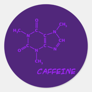 Lila Coffein-Molecule-Aufkleber Runder Aufkleber