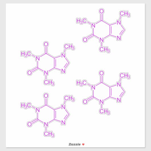 Lila Coffein-Molecule-Muster Aufkleber (Blatt)