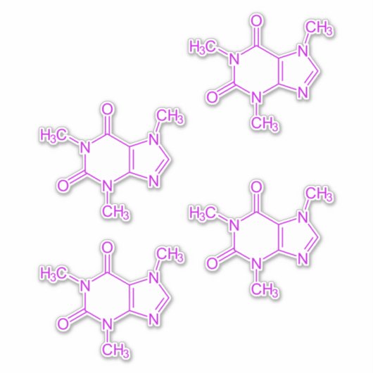 Lila Coffein-Molecule-Muster Aufkleber (Vorderseite)