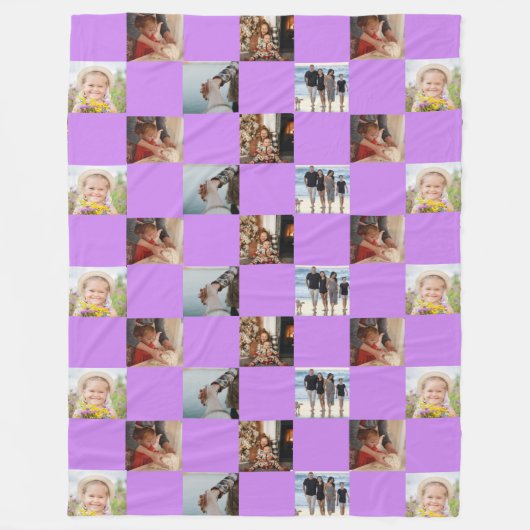 Lila Collage Foto Muster Fleece Blanken (Vorderseite)