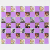 Lila Collage Foto Muster Fleece Blanken (Vorderseite (Horizontal))