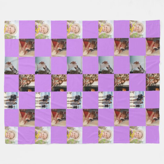 Lila Collage Foto Muster Fleece Blanken (Vorderseite (Horizontal))