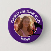 Lila Color Guard Foto High School Tänzerin Button (Vorderseite)