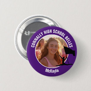 Lila Color Guard Foto High School Tänzerin Button