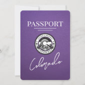 Lila Colorado Passport Save the Date (Vorderseite)