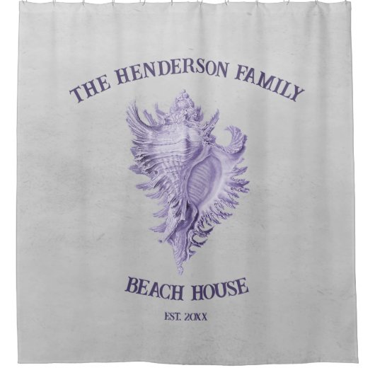 Lila Conch Muschel Duschvorhang (Vorderseite)