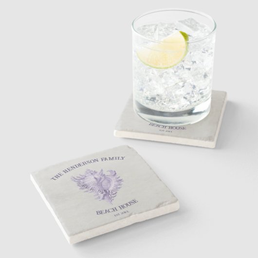 Lila Conch Muschel Stone Untersetzer (Seitenansicht)