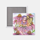 Lila Cone Blume Fairy Magnet (Vorderseite/Rückseite)