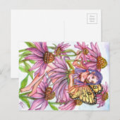 Lila Cone Blume Fairy Postkarte (Vorne/Hinten)