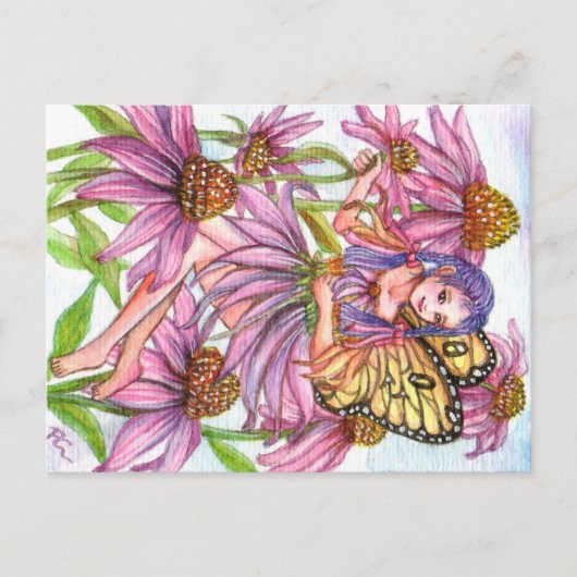 Lila Cone Blume Fairy Postkarte (Vorderseite)