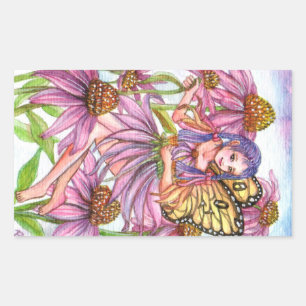 Lila Cone Blume Fairy Rechteckiger Aufkleber