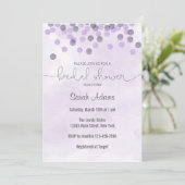 Lila Confetti Bridal Dusche Einladung (Stehend Vorderseite)