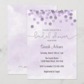 Lila Confetti Bridal Dusche Einladung (Vorne/Hinten)
