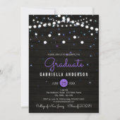 Lila Confetti Funkelnd Stars Abschluss Einladung (Vorderseite)