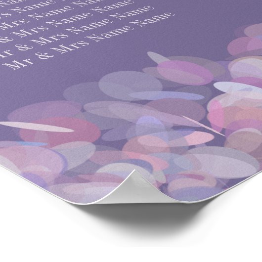 Lila Confetti | Hochzeitsstichtabelle 16 Tabelle Poster (Ecke)