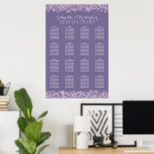 Lila Confetti | Hochzeitsstichtabelle 16 Tabelle Poster (Heimbüro)