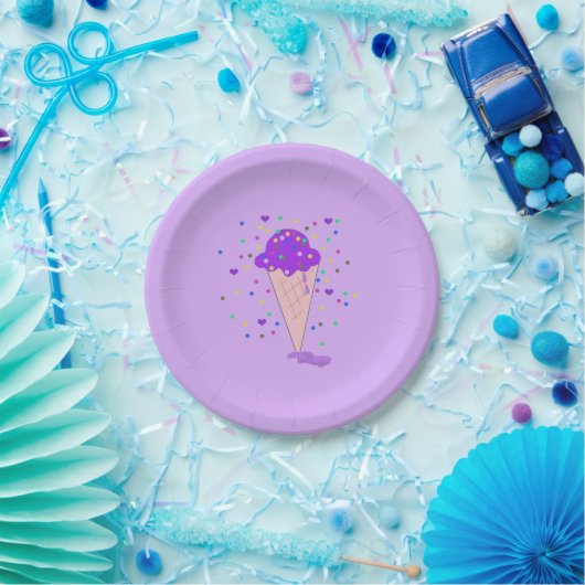 Lila Confetti Ice Pappteller (Party)