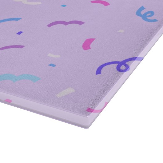 Lila Confetti-Muster Schneidebrett (Ecke)