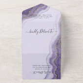 Lila Confetti-Sommerhochzeit All In One Einladung (Außenbereich)