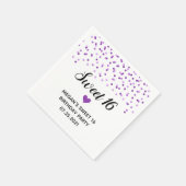 Lila Confetti Sweet 16 Geburtstag Serviette (Ecke)