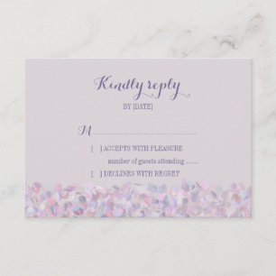 Lila Confetti Wedding RSVP Karte