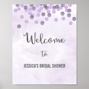 Lila Confetti Willkommens-Poster drucken Poster