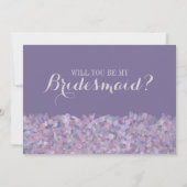 Lila Confetti wird meine Bridesmaid sein Einladung (Vorderseite)