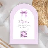 Lila Coquette Bow Arch QR Code Babydusche Einladung