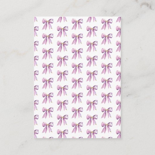 Lila Coquette Bow Babydusche Anfrage Begleitkarte (Rückseite)