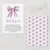 Lila Coquette Bow Babydusche Anfrage Begleitkarte (Vorne/Hinten)