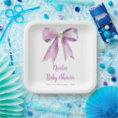 Lila Coquette Bow Babydusche Pappteller (Party)