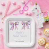 Lila Coquette Bow Brautparty Pappteller (Party)