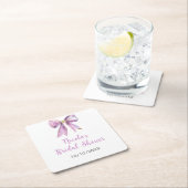 Lila Coquette Bow Brautparty Rechteckiger Pappuntersetzer (Vor Ort)