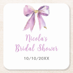 Lila Coquette Bow Brautparty Rechteckiger Pappuntersetzer