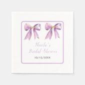 Lila Coquette Bow Brautparty Serviette (Vorderseite)