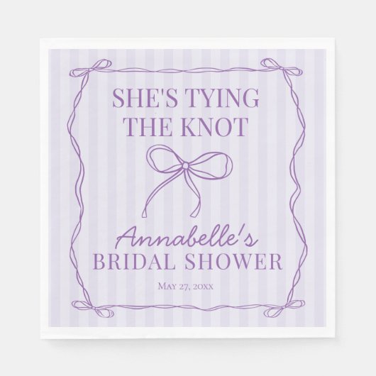 Lila Coquette Bow Brautparty Tischdekor Serviette (Vorderseite)